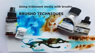 Brusho Techniques  using iridescent mediums  how to paint in mixed media [upl. by Tihw]