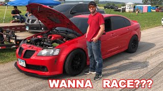 2009 Pontiac G8 GT vs Dodge Challenger Hellcat 35 mph Roll Race Ice Cream Cruise 2021 [upl. by Chanda]