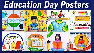 Top 25 Education Day PostersNational Education Day Poster Making IdeasEducation Day Drawing [upl. by Akayas]