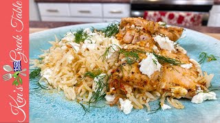 Greek Style Marinated Salmon amp Rice Bake  Ken Panagopoulos [upl. by Iniretake]