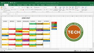 TECH011  Create a calendar in Excel that automatically updates colors by event category [upl. by Demahum]