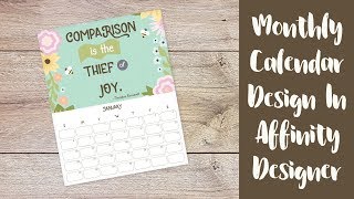 How To Design A Monthly Calendar In Affinity Designer [upl. by Iznek]