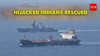 HighSeas Drama Unfolds Indian Navys Daring Rescue Mission Accomplished Hijacked Indians Secured [upl. by Yslehc]