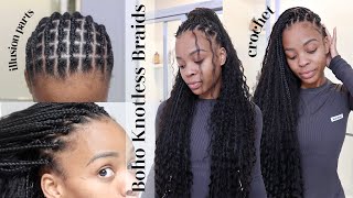 i HATED crochet braids until THIS Boho Knotless Crochet  Illusion Part Method Ft Eayon Hair [upl. by Rocker]