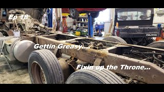 Ep 18 Peterbilt 352 Cabover Installing easy steer AKA grease Fixing up the seat [upl. by Enutrof930]