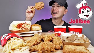 JOLLIBEE MUKBANG FEAST  CRISPY FRIED CHICKEN  SPAGHETTI  YUM BURGER [upl. by Rattan585]