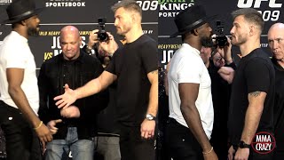 Jon Jones DECLINES Stipe Miocic Hand shake in First Face Off for UFC 309 [upl. by Thorny]