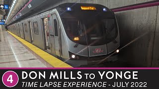 🚇 Toronto Transit Commission  Time Lapse Experience  Line 4  Don Mills to Yonge [upl. by Ahsirhcal]