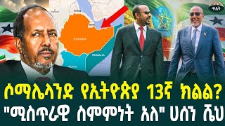 ሶማሌላንድ የኢትዮጵያ 13ኛ ክልል ሀሰን ሼህ አወቅነው ያሉት ስምምነት November 15 2024 [upl. by Arec]