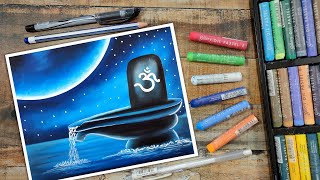 How to draw Lord Shiva Shivling Drawing with Oil Pastel Step by Step for Beginners [upl. by Ignatzia]