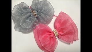 2 Estilos de lazos en tela de organza VIDEO No 674 Creaciones Rosa Isela [upl. by Dnomsad]