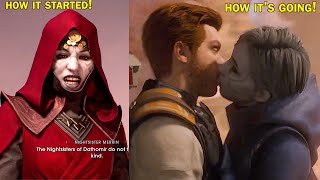 How Cal And Merrin Fell In Love Full Story Cutscenes Star Wars Jedi Survivor [upl. by Aihsekal]