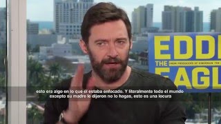 Hugh Jackman and Taron Egerton Interview  Eddie The Eagle [upl. by Erdnaxela]