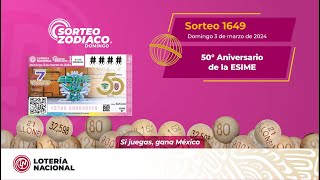 Sorteo Zodiaco No 1649 quot50° Aniversario de la Escuela Superior de Ingeniería Mecánica y Eléctricaquot [upl. by Kalam]