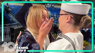 Newsome High School student surprised at graduation by her Navy sister [upl. by Benildis]