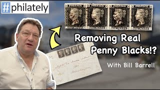 Soaking Penny Blacks off an 1840s Wrapper philately 32 [upl. by Travax]