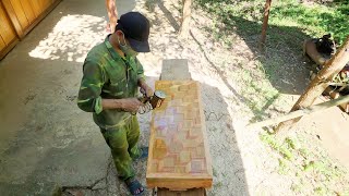 Nong Van Binh  Using wood to make a simple but very beautiful 3D table top [upl. by Nahtaj]