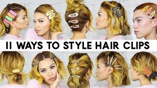 11 EASY Ways to Style HAIR CLIPS for Short Hair Braidless [upl. by Dambro]