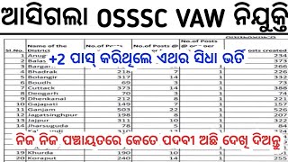 ଆସିଗଲା OSSSC VAW ନିଯୁକ୍ତିOSSSC VAW Recruitment 2023Odisha Panchayat Level Job [upl. by Jonathan]