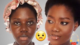 MAKEUP TRANSFORMATION  DARK SKIN ft Afro  4c hair makeup [upl. by Dulla]