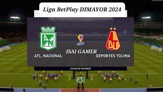 Atletico nacional vs Deportes tolima goles 31 Liga BetPlay DIMAYOR 2024 [upl. by Adnovad]