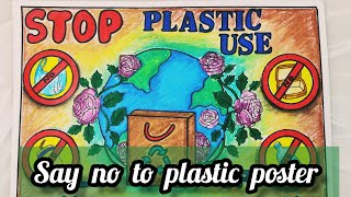 Say no to single use plastic drawing slogan amp poster on stop plastic bag pollution for competition [upl. by Ennad]