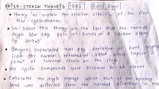 BAEYER STRAIN THEORY  100 FINAL PAPER MAI AAYGA🧐 BPHARM2ND YEAR  ORGANIC CHEMISTRY [upl. by Pru95]