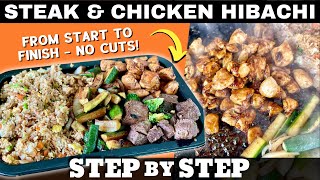 Hibachi Chicken and Steak on the Griddle STEP by STEP No Cuts [upl. by Kaufmann]