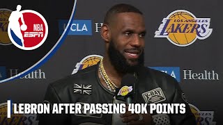 LeBron James reacts to reaching 40000 career points 🤩  NBA on ESPN [upl. by Kin]