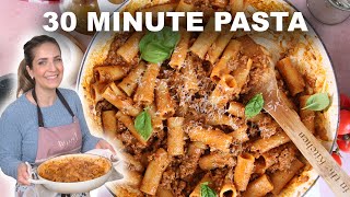 30 Minute One Pot Rigatoni With Meat Sauce [upl. by Aikahc]