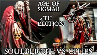 Soulblight Gravelords Vs Cities of Sigmar Age of Sigmar 4th Edition Battle Report [upl. by Alleris]