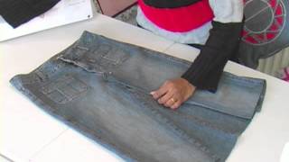 Jeans to knee length denim skirt  Recycled denims 1 [upl. by Yna]