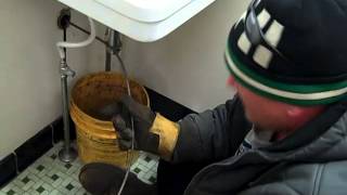 Drain Masters unclog the Y 102 Mens Room Sink [upl. by Aitropal]