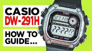 CASIO DW291H  How to SET THE TIME amp DATE ALARM WORLD TIME TIMER amp STOPWATCH [upl. by Daron]