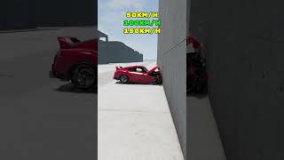 Toyota Supra Crash Test at 50 100 and 150 kmh in BeamNGdrive [upl. by Ennaeiluj]