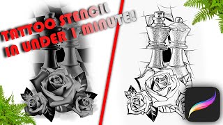 How to make a TATTOO STENCIL in UNDER 1 MINUTE  Procreate TUTORIAL [upl. by Yasnil572]