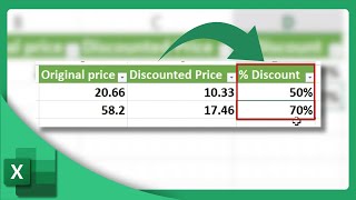 How to Calculate the Percentage Discount in Excel  Microsoft Excel Tutorial [upl. by Ahsilla904]