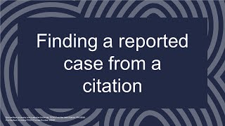 Finding a reported case from a citation [upl. by Ettevol]