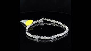 14k White Gold 2 12 Cttw Diamond Alternating Floral Cluster and Oval Link 7quot Bracelet GH Color [upl. by Llerrat]