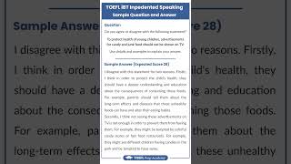 TOEFL iBT independent speaking sample Question and Answer shorts [upl. by Zulch]