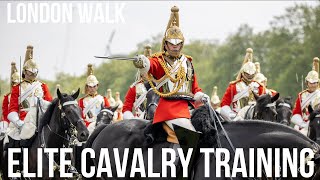 THE HOUSEHOLD ELITE CAVALRY TRAINING IN HYDE PARK 🐎 💂 💂 🏇 [upl. by Sweyn]