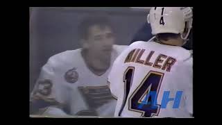 NHL Dec 1 1992 Rich SutterSTL v Eric WeinrichHFD St Louis Blues Hartford Whalers [upl. by Averyl]