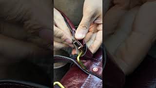 How to install copper rivetsshorts bagmaking leather bag brass shortsvideo copper rivet [upl. by Wahs]