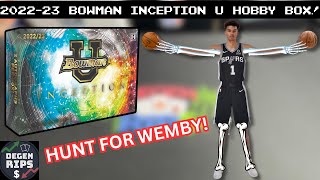 HUNT FOR WEMBANYAMA 202223 Bowman University Inception Hobby Box Review [upl. by Baese]