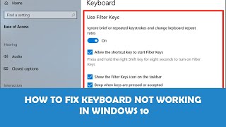 How to Fix Keyboard Not Working in Windows 10 SOLVED [upl. by Noedig]