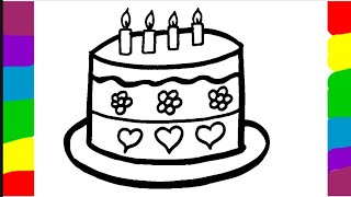 Birthday cake drawing video Cake drawing easy [upl. by Aikyn]