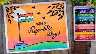 Republic Day Drawing With 10 Rs Crayon [upl. by Bumgardner]