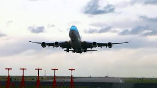 Korean Air Cargo 7478F headon Takeoff from YVR [upl. by Gordon]