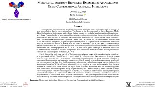 Monoclonal Antibody Bioprocess Engineering Advancements Using Conversational Artificial Intelligence [upl. by Asserat]