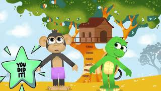 Fun Exercises for Kids with Monkey amp Turtle  Learn Left and Right  Animated Workout [upl. by Alon]